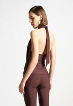 Draped Halterneck Top - Brown