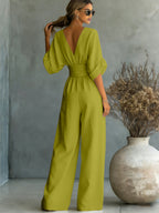 Fashion V-neck Waist Jumpsuit