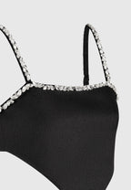 Eloise - Embellished Strap Handkerchief Top - Black