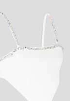Eloise - Embellished Strap Handkerchief Top - White