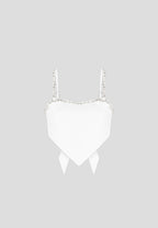 Eloise - Embellished Strap Handkerchief Top - White