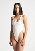 Manon - Double Layer High Leg Bodysuit - Off White