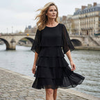 Women's Elegant Layered Ruffle Sleeve Dress
