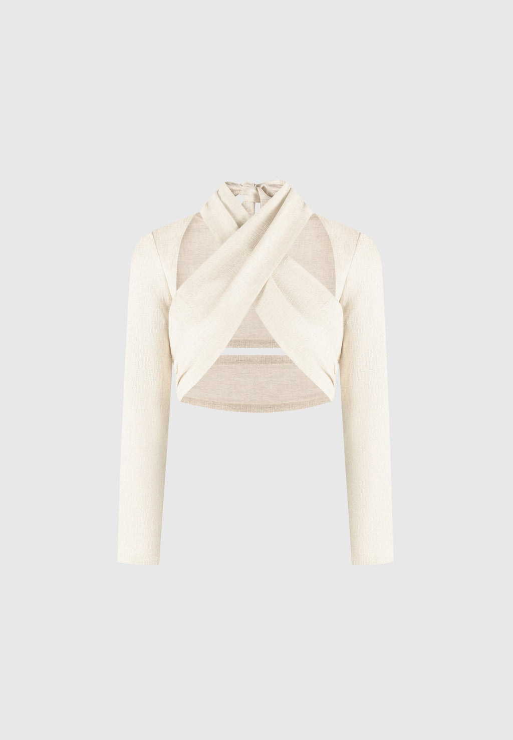 Wendy - Linen Crossover Bolero Top - Natural