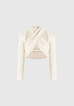 Wendy - Linen Crossover Bolero Top - Natural