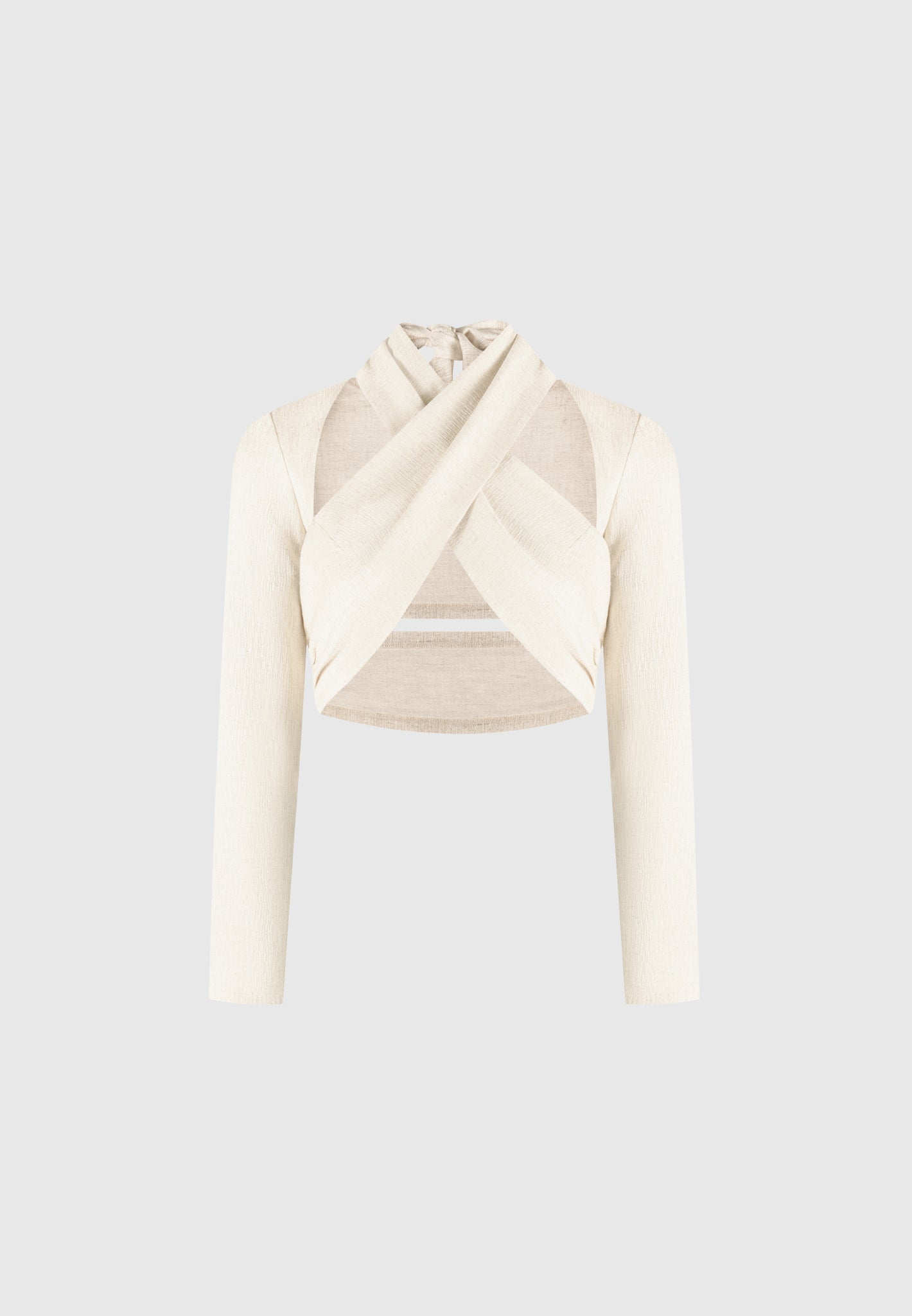 Wendy - Linen Crossover Bolero Top - Natural