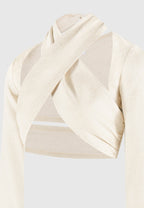 Wendy - Linen Crossover Bolero Top - Natural