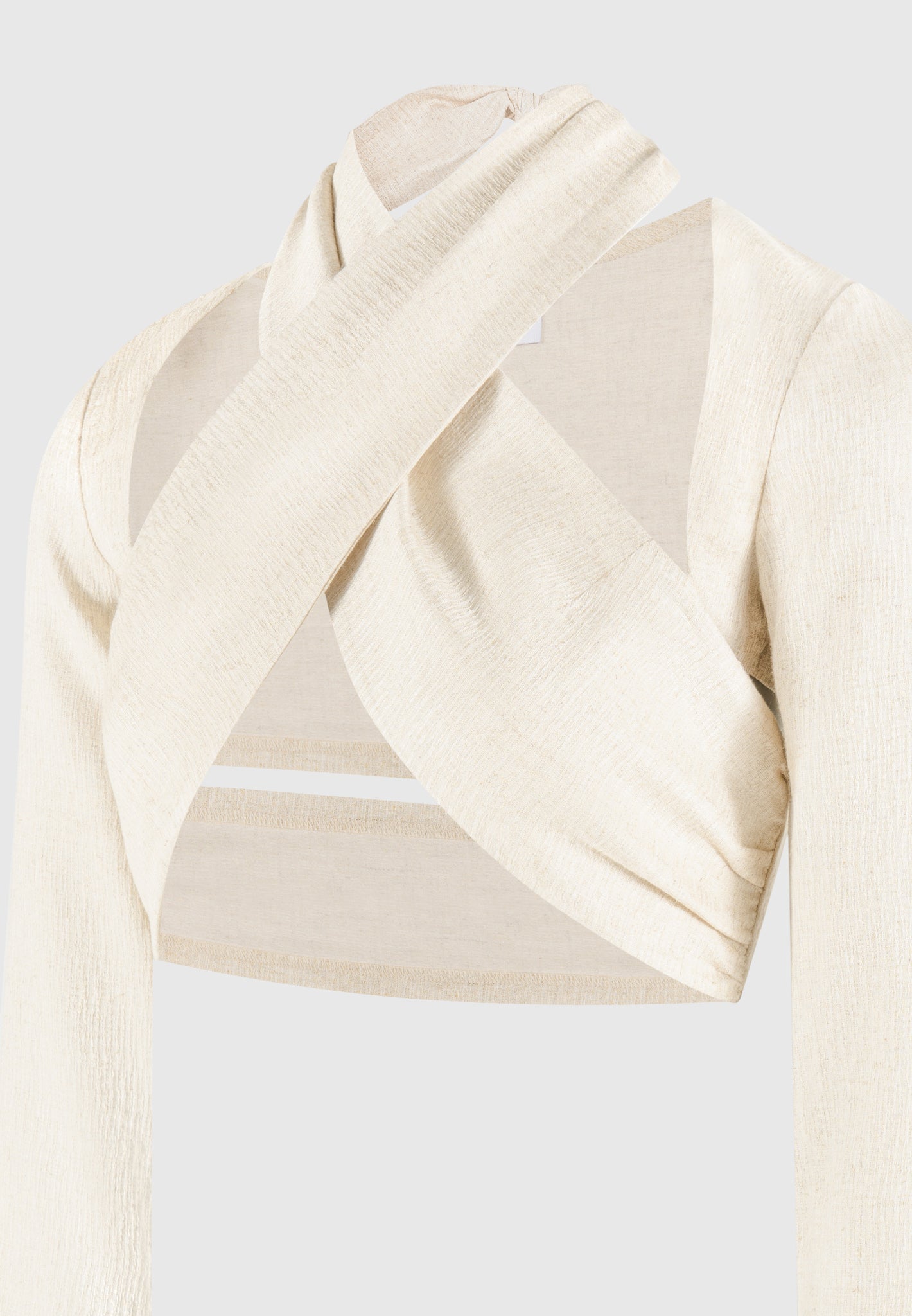 Wendy - Linen Crossover Bolero Top - Natural