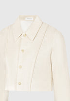Florine - Linen Pintuck Cropped Shirt - Natural