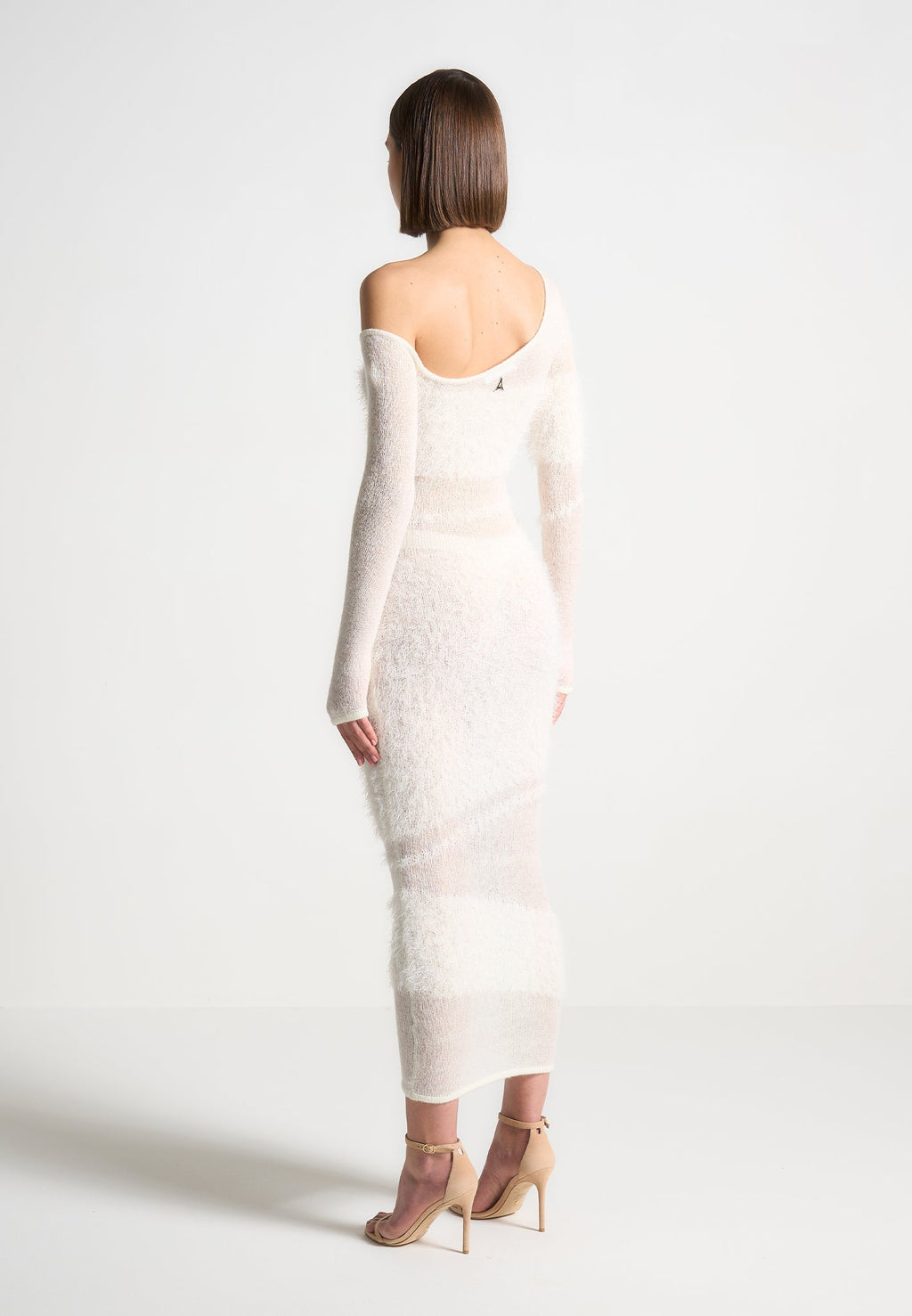 Off Shoulder Knitted Maxi Dress - Off White