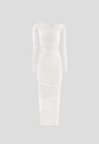 Off Shoulder Knitted Maxi Dress - Off White