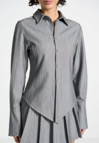 Sonia - Pinstripe Angled Shirt - Grey