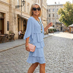 Women's Elegant Layered Ruffle Sleeve Dress