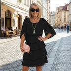 Women's Elegant Layered Ruffle Sleeve Dress