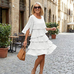 Women's Elegant Layered Ruffle Sleeve Dress