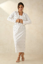 Hernes Blazer|100% Cotton Polka Crop Blazer With Front Pocket