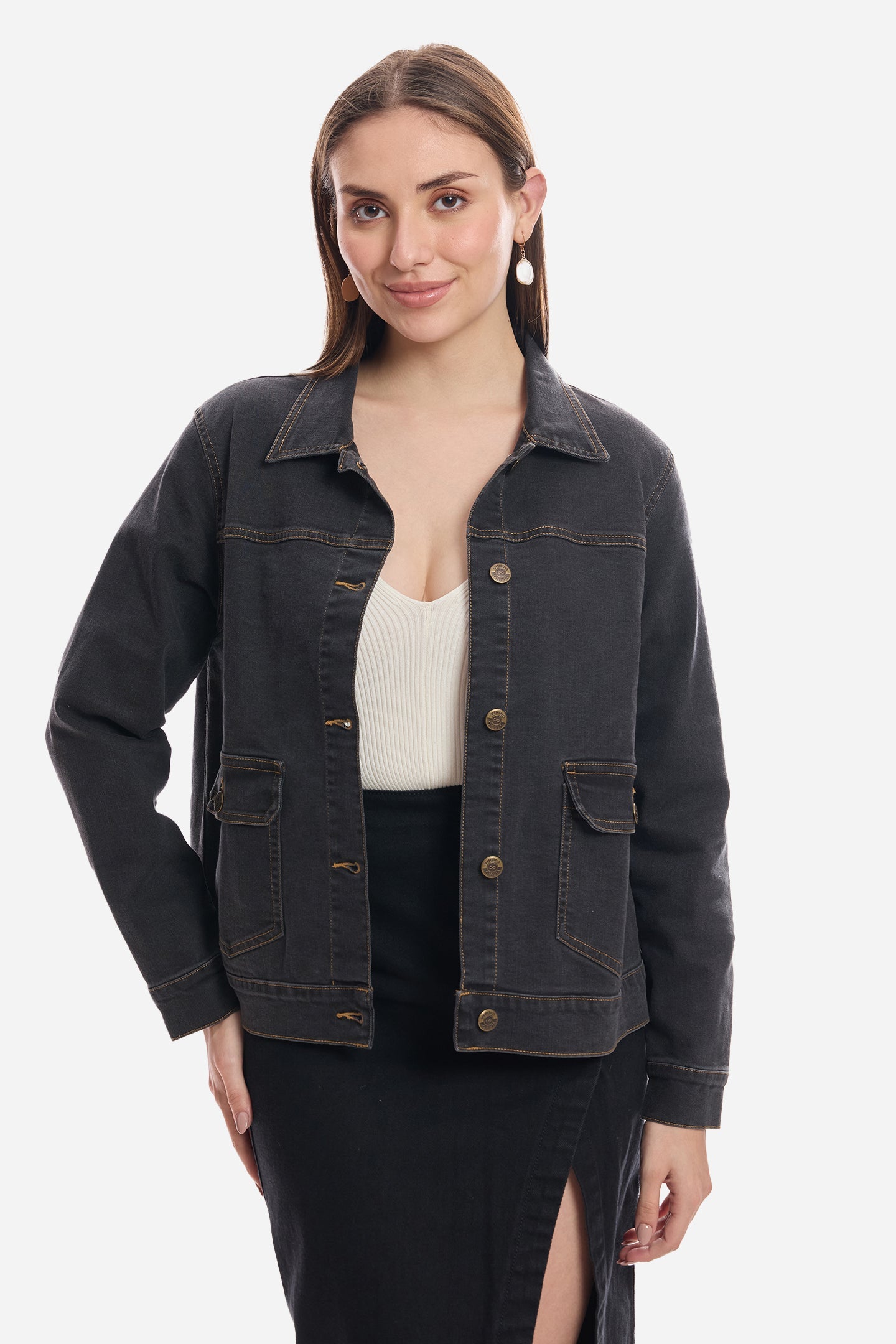 Eleya|100% Cotton Denim Trucker Jacket