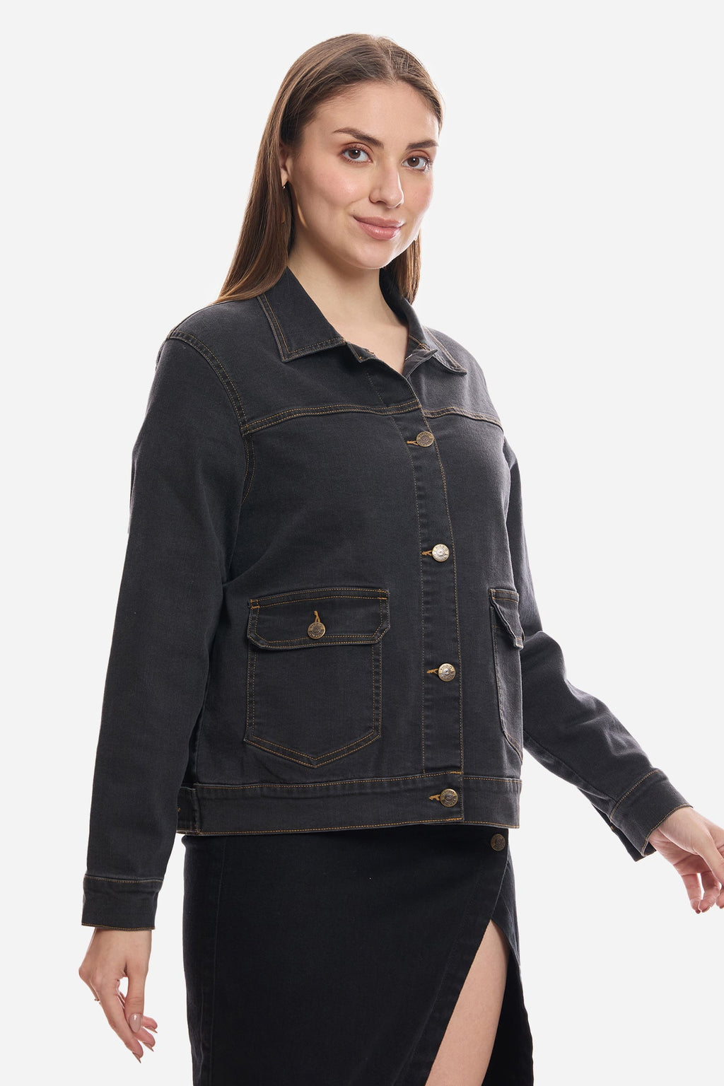Eleya|100% Cotton Denim Trucker Jacket