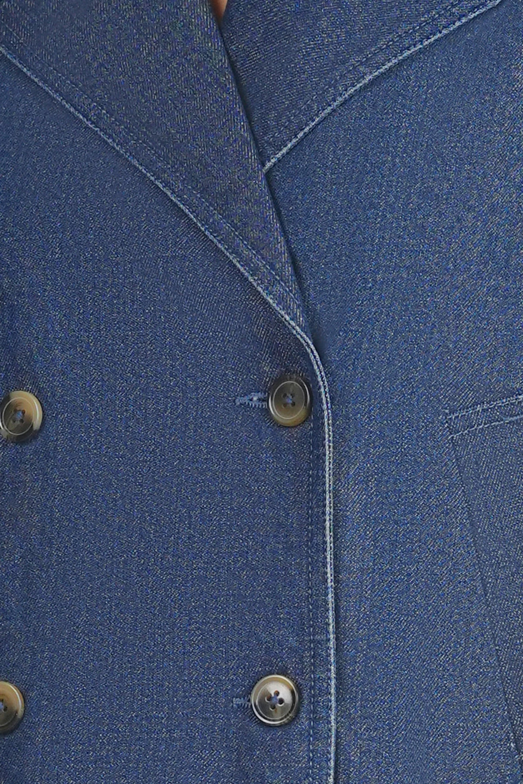 Rhona|100% Cotton Double Breasted Denim Blazer