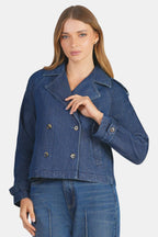 Rhona|100% Cotton Double Breasted Denim Blazer
