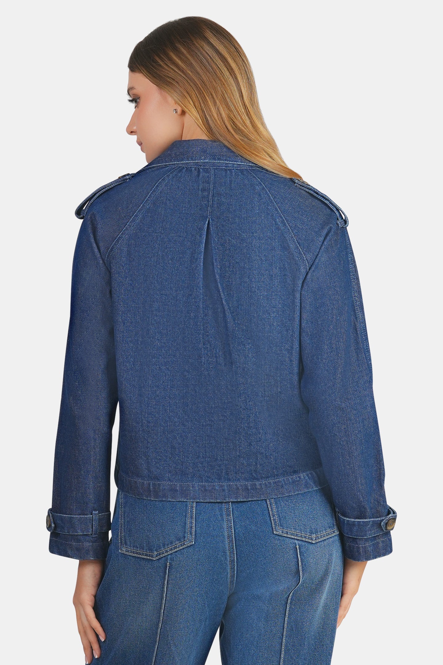 Rhona|100% Cotton Double Breasted Denim Blazer