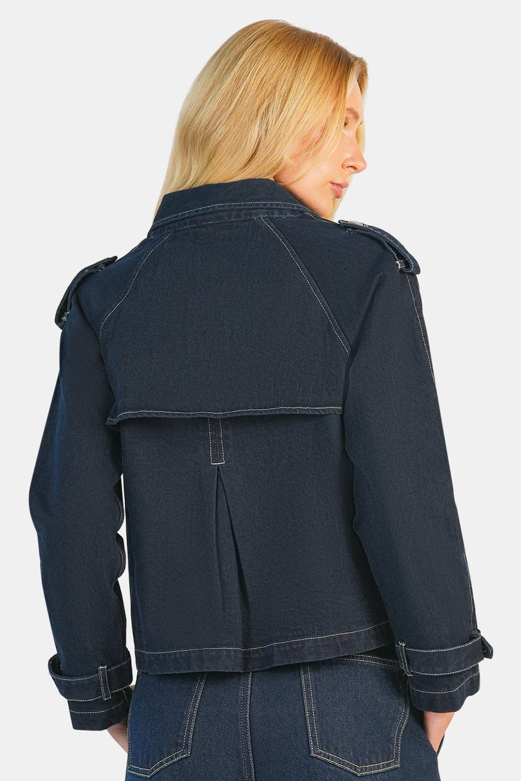 Kenna|100% Cotton Double Breasted Denim Blazer