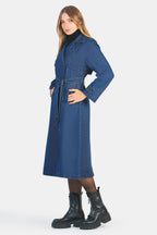 Lorna|100% Cotton Belted Denim Trench Coat