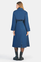 Lorna|100% Cotton Belted Denim Trench Coat