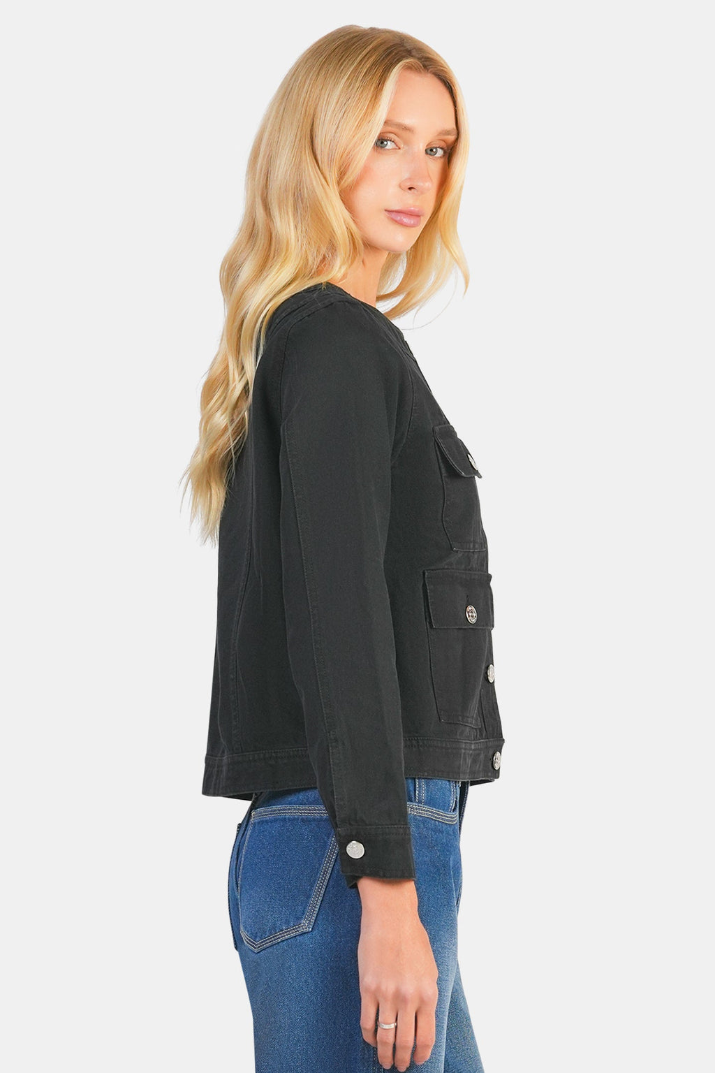 Afton|100% Cotton Denim Jacket With Flap Pockets
