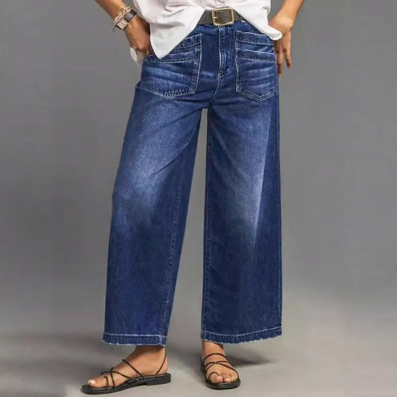 Women's Casual High-Rise Wide-Leg Jeans – Tummy Control, Elongated Silhouette & All-Day Comfort 💙