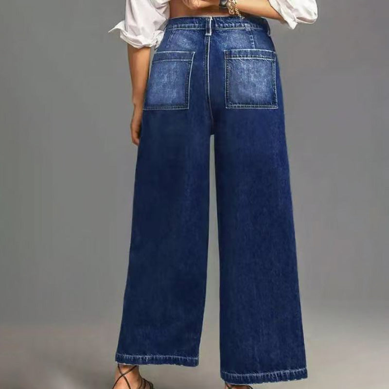 Women's Casual High-Rise Wide-Leg Jeans – Tummy Control, Elongated Silhouette & All-Day Comfort 💙