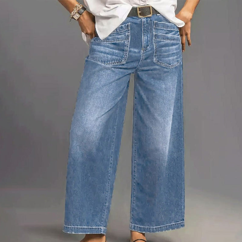 Women's Casual High-Rise Wide-Leg Jeans – Tummy Control, Elongated Silhouette & All-Day Comfort 💙