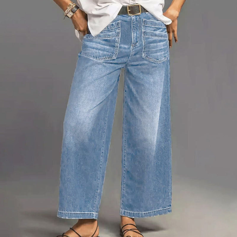 Women's Casual High-Rise Wide-Leg Jeans – Tummy Control, Elongated Silhouette & All-Day Comfort 💙