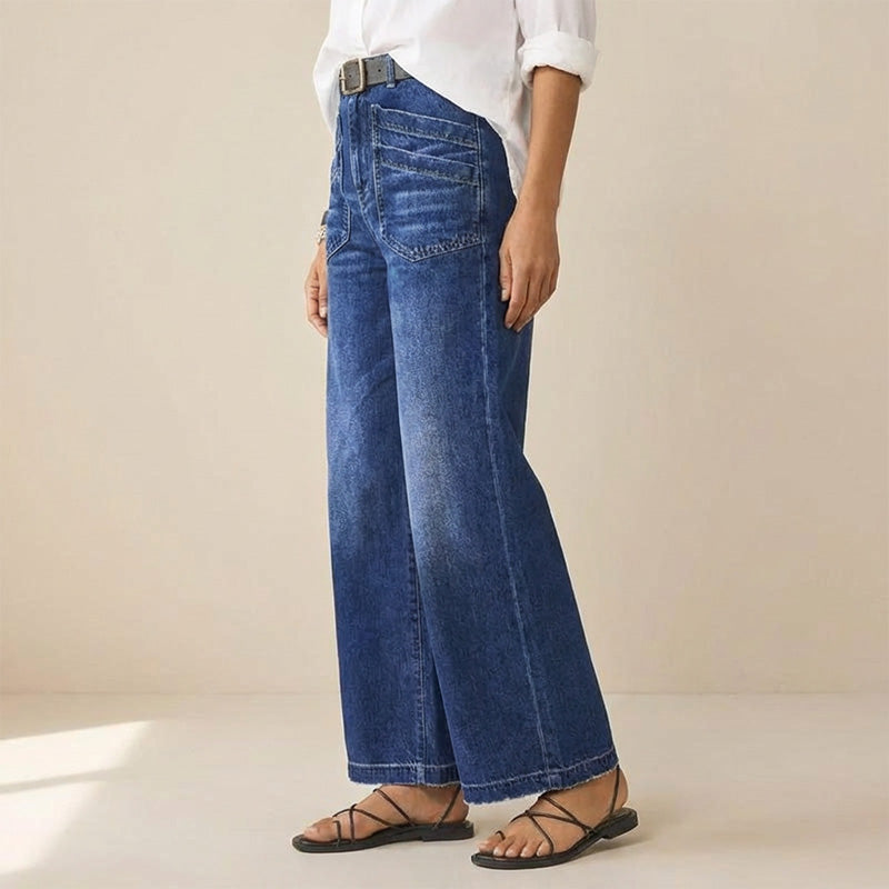 Women's Casual High-Rise Wide-Leg Jeans – Tummy Control, Elongated Silhouette & All-Day Comfort 💙