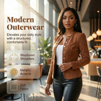 Women’s Collarless Open-Front Faux Suede Jacket