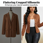 Women’s Collarless Open-Front Faux Suede Jacket
