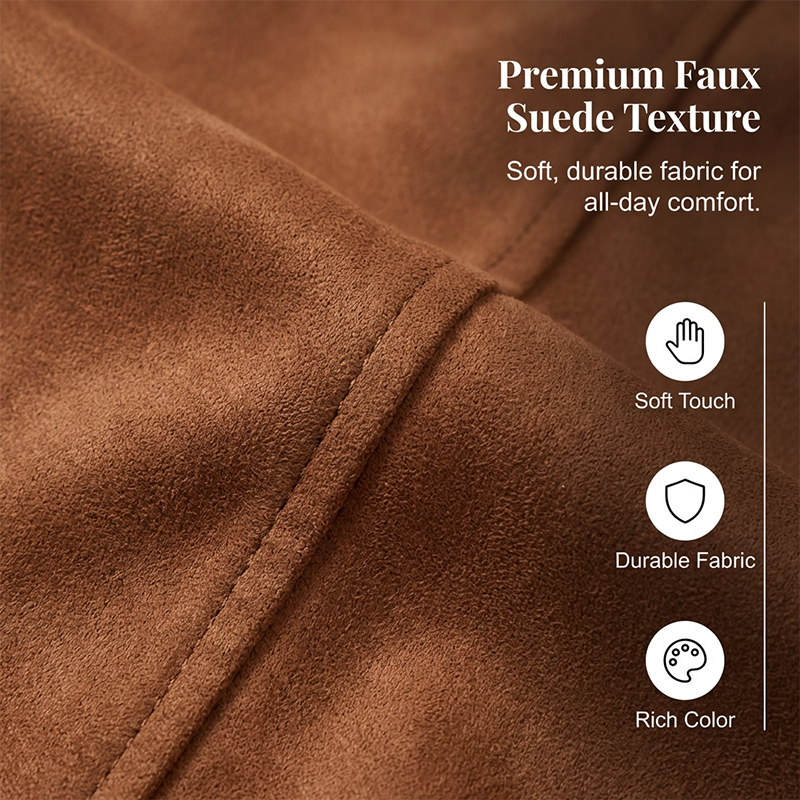 Women’s Collarless Open-Front Faux Suede Jacket