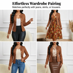 Women’s Collarless Open-Front Faux Suede Jacket