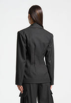 Beatrice - Tailored Contour Double Breasted Blazer - Black