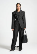 Beatrice - Tailored Contour Double Breasted Blazer - Black