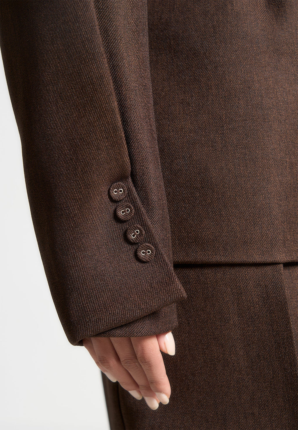 Marie - Twist Sleeve Tailored Blazer with Belt - Brown