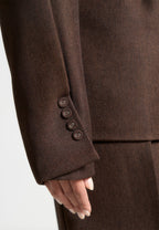 Marie - Twist Sleeve Tailored Blazer with Belt - Brown