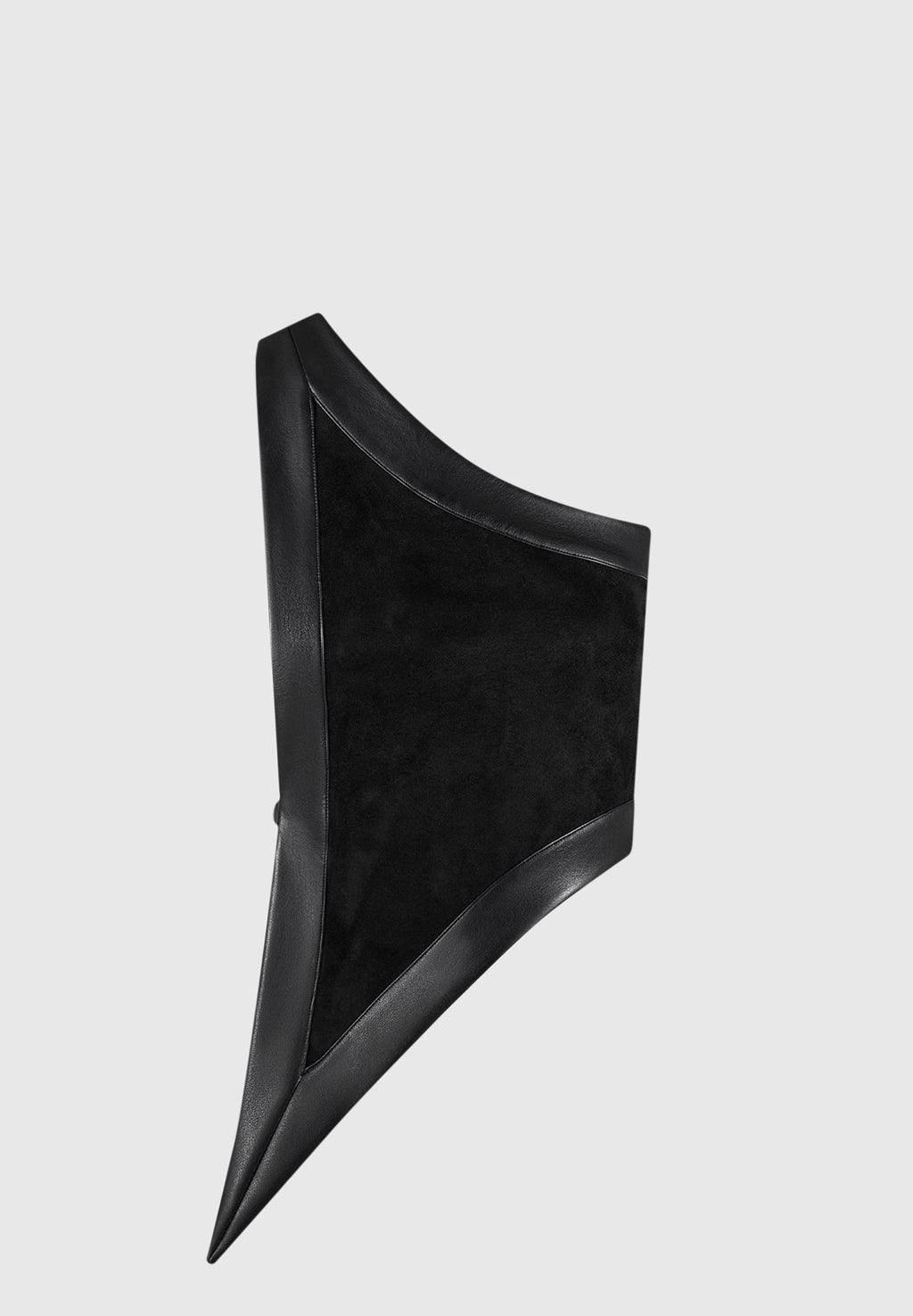 Suede & Leather Asymmetric Backless Top - Black
