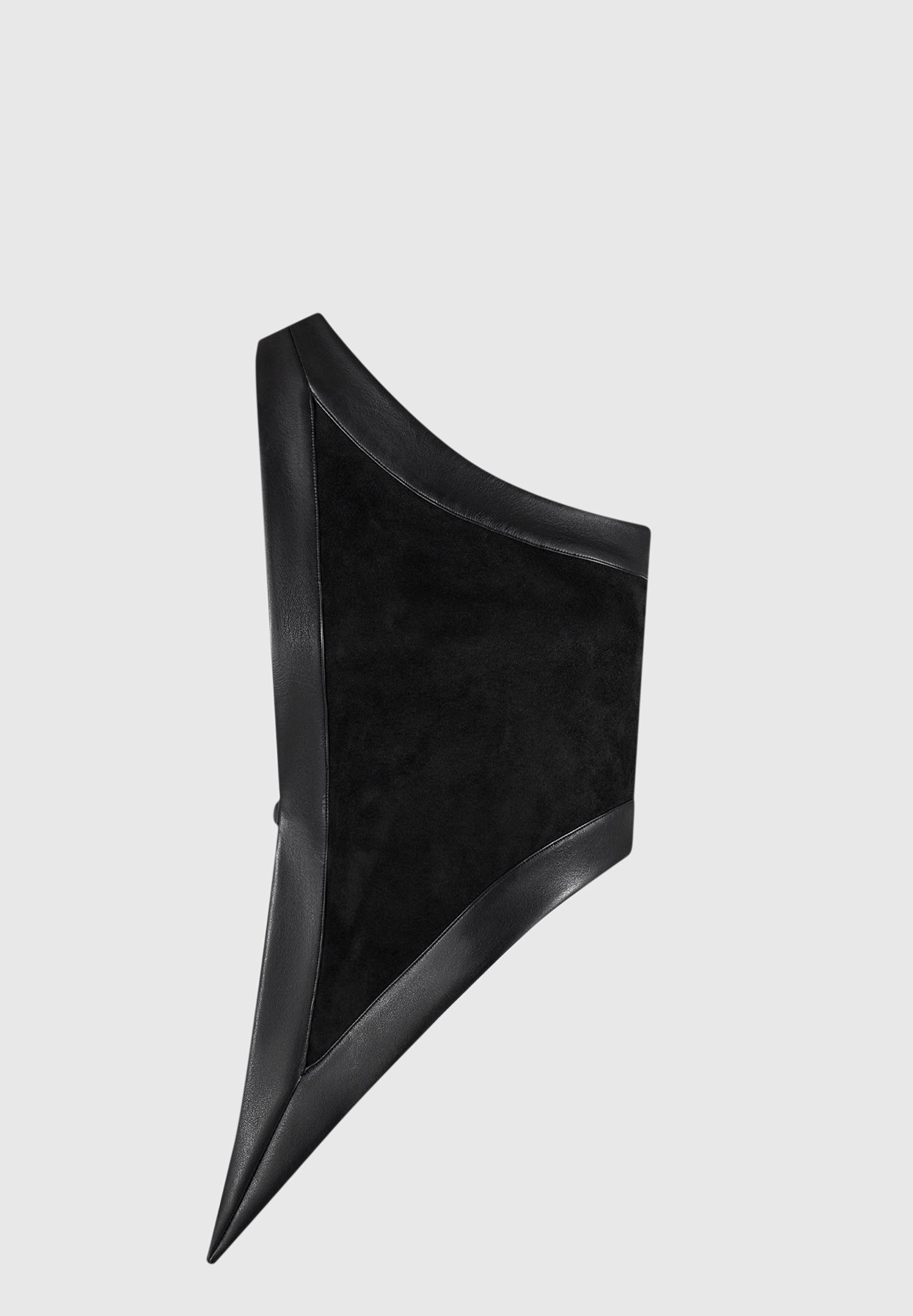 Suede & Leather Asymmetric Backless Top - Black